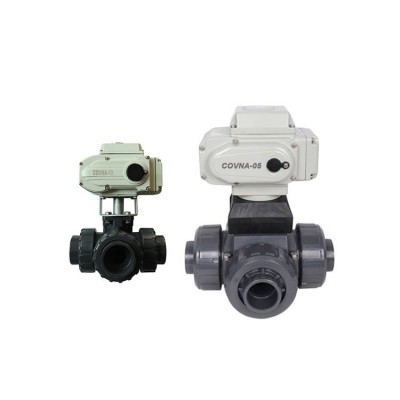 50mm Plastic PVC 3-Way Modulating Electric Actuator Motorized Ball Valve