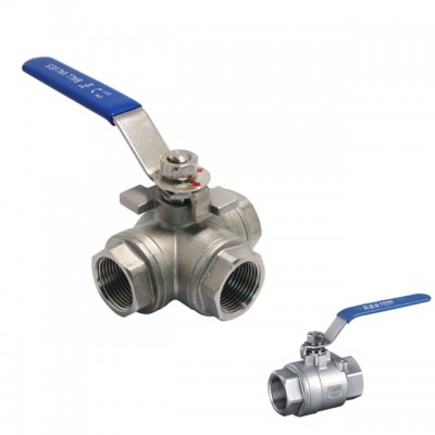 China Supplier 90 Degree PN10 PN16 PN25 Handle Full Flow Threaded Water Stainless Steel 3 Way Ball Valve With Lock