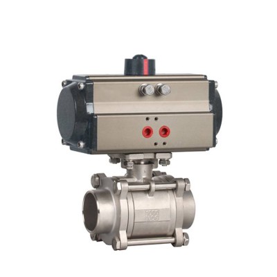 Welded Stainless Steel Air Pneumatic Actuator 3-Piece Ball Valve